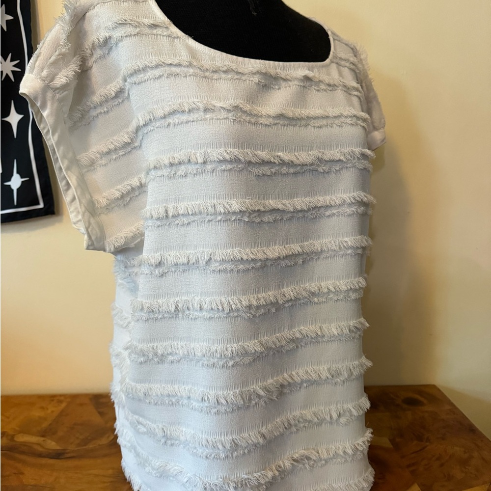Anthropologie Maeve White Fringe Women's Top